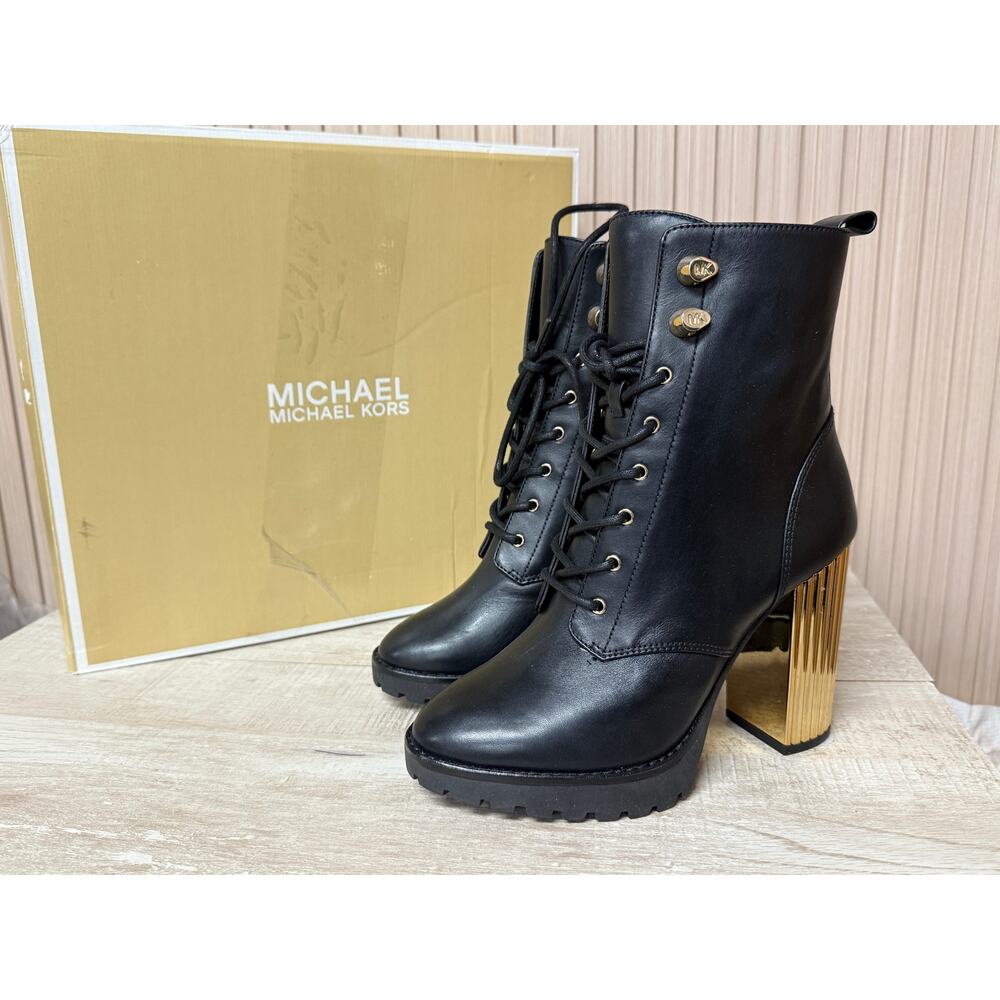 Michael Kors Porter Leather Lace-Up Boot Womens Shoes Sz 6M New in Box - Picture 2 of 16